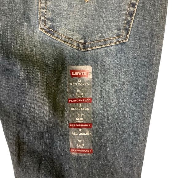 Levi’s 511 Boys NWT Performance Slim Blue Jeans Size 12 26x26 - Picture 3 of 7